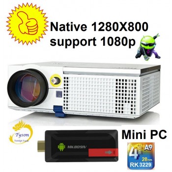 ViEYiNG LED projector HD with WIFI Mini PC Support 1920x1080 Home theater projector Android Proyector Pk led96 wifi M5 projetor