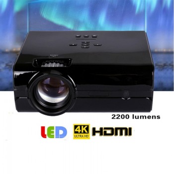 Video Projector 2200 Lumens 4Inch Mini Projector Home Theater 20000 Hour LED Video Projector support 1080P home theater 5.1