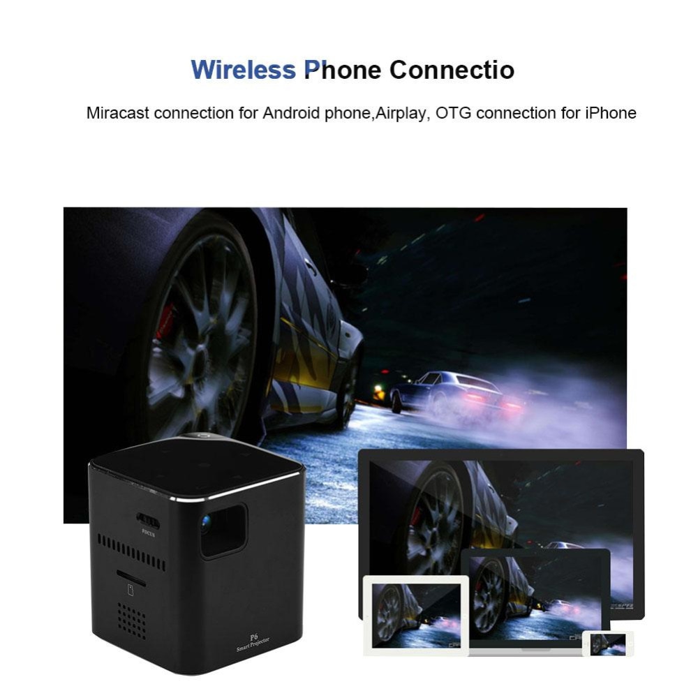 Mini 1080P 2.4GHz/5GHz Micro Projector 1000:1 30000H LED DLP Micro WiFi Wireless Projector For EU Plug