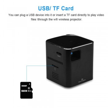 Mini 1080P 2.4GHz/5GHz Micro Projector 1000:1 30000H LED DLP Micro WiFi Wireless Projector For EU Plug