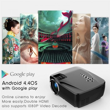 Android 4.4 Wifi Bluetooth Mini LED Portable Projector Home Theater Projector 1200Lumen Support Miracast Airplay AC3 Projector