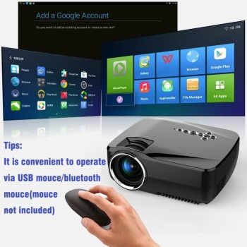 Android 4.4 Wifi Bluetooth Mini LED Portable Projector Home Theater Projector 1200Lumen Support Miracast Airplay AC3 Projector