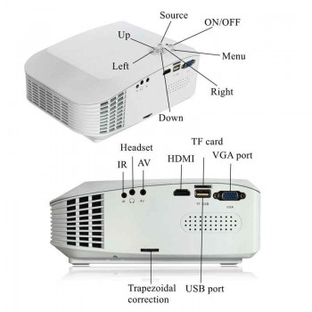 Portable 7000 Lumens HD 1080P 3D Multimedia Projector LED Home Theater  USB With US Plug