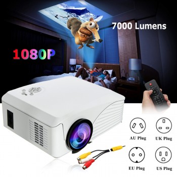 Portable 7000 Lumens HD 1080P 3D Multimedia Projector LED Home Theater  USB With US Plug