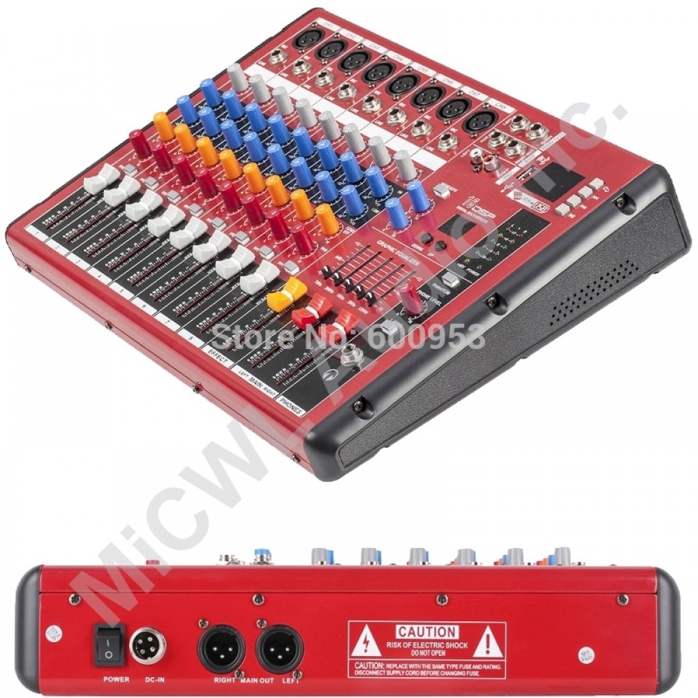 High Quality Pro Radio Bluetooth Microphone dial Digital Effect Mixer Mixing sound console USB MP3 48V DJ Recording Studi 8 CH