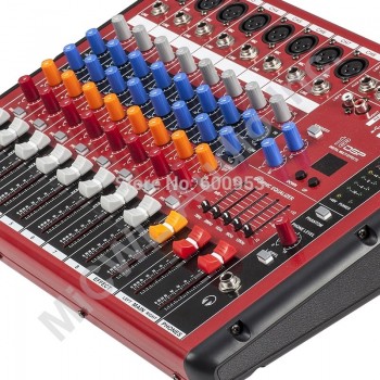 High Quality Pro Radio Bluetooth Microphone dial Digital Effect Mixer Mixing sound console USB MP3 48V DJ Recording Studi 8 CH