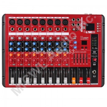 High Quality Pro Radio Bluetooth Microphone dial Digital Effect Mixer Mixing sound console USB MP3 48V DJ Recording Studi 8 CH