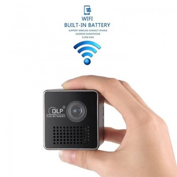 P1+ WIFI Wireless Pocket LED Pico DLP Mini Projector,Smart Micro Miracast DLNA Airplay Video Projector with Battery
