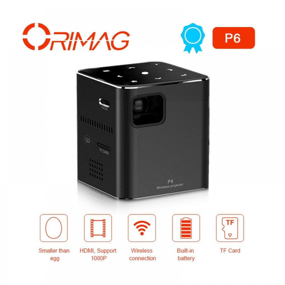 Mini HD P6 projector 80ANSI lumens easy to carry home 1080P projector with battery