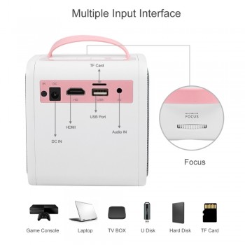 Pink Q2 Mini Children Education Projector 110-240V Portable HD LED HDMI Projector Home Theater Childrens Gift