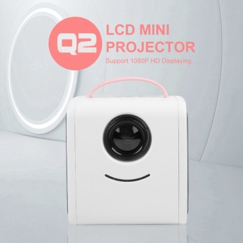 Pink Q2 Mini Children Education Projector 110-240V Portable HD LED HDMI Projector Home Theater Childrens Gift