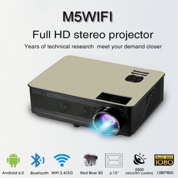 M5WIFI Android6.0 Projector HD 3D projector 5500 Lumen WiFi Bluetooth Wireless Sync Display Proyector Vs bt96 led96