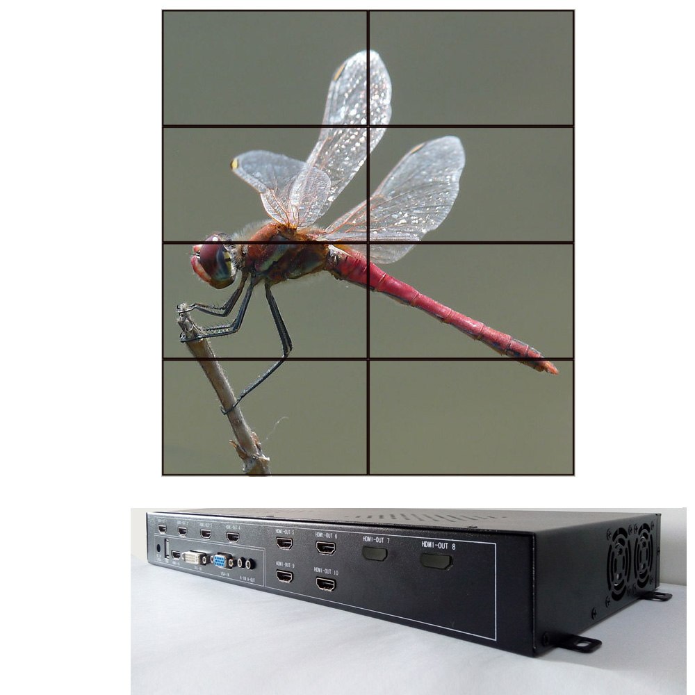4x2 hdmi video wall controller for lcd video wall hdmi output vga dvi hdmi usb input