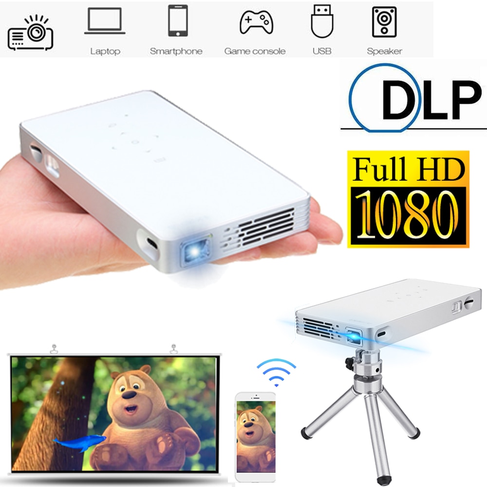 P8S DLP Linux OS for Pocket HD Portable Micro WIFI  Mini LED DLP Projector with Battery HDMI USB