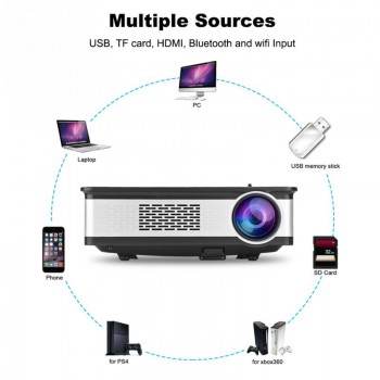 Mini Mobile Wireless 2.5G 5G/Wifi TF Card 16G Portable Projector Pocket Home Movie Projector Smart Home Theater DLP Projector