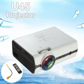 White U45 7500 Lumens 1080P HD LED Mini Projector Home Multimedia Theater Stereo Speakers USB SD  VGA Home Theatre System