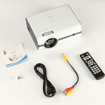 White U45 7500 Lumens 1080P HD LED Mini Projector Home Multimedia Theater Stereo Speakers USB SD  VGA Home Theatre System