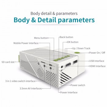 YG310 updated YG300 LED Portable Projector 800LM 3.5mm 320x240 HDMI USB Mini Projector Home Media Player support 1080p