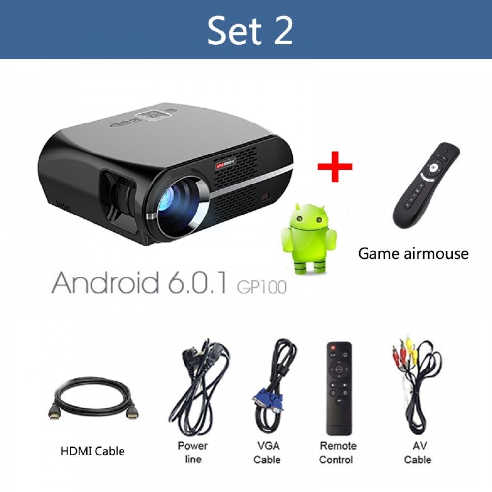VIVIBRIGHT Android 6.0.1 LED Projector GP100 UP. 1280x800 Resolution 3200 Lumens Built-in WIFI Bluetooth, DLAN Miracast Airplay