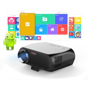 VIVIBRIGHT Android 6.0.1 LED Projector GP100 UP. 1280x800 Resolution 3200 Lumens Built-in WIFI Bluetooth, DLAN Miracast Airplay