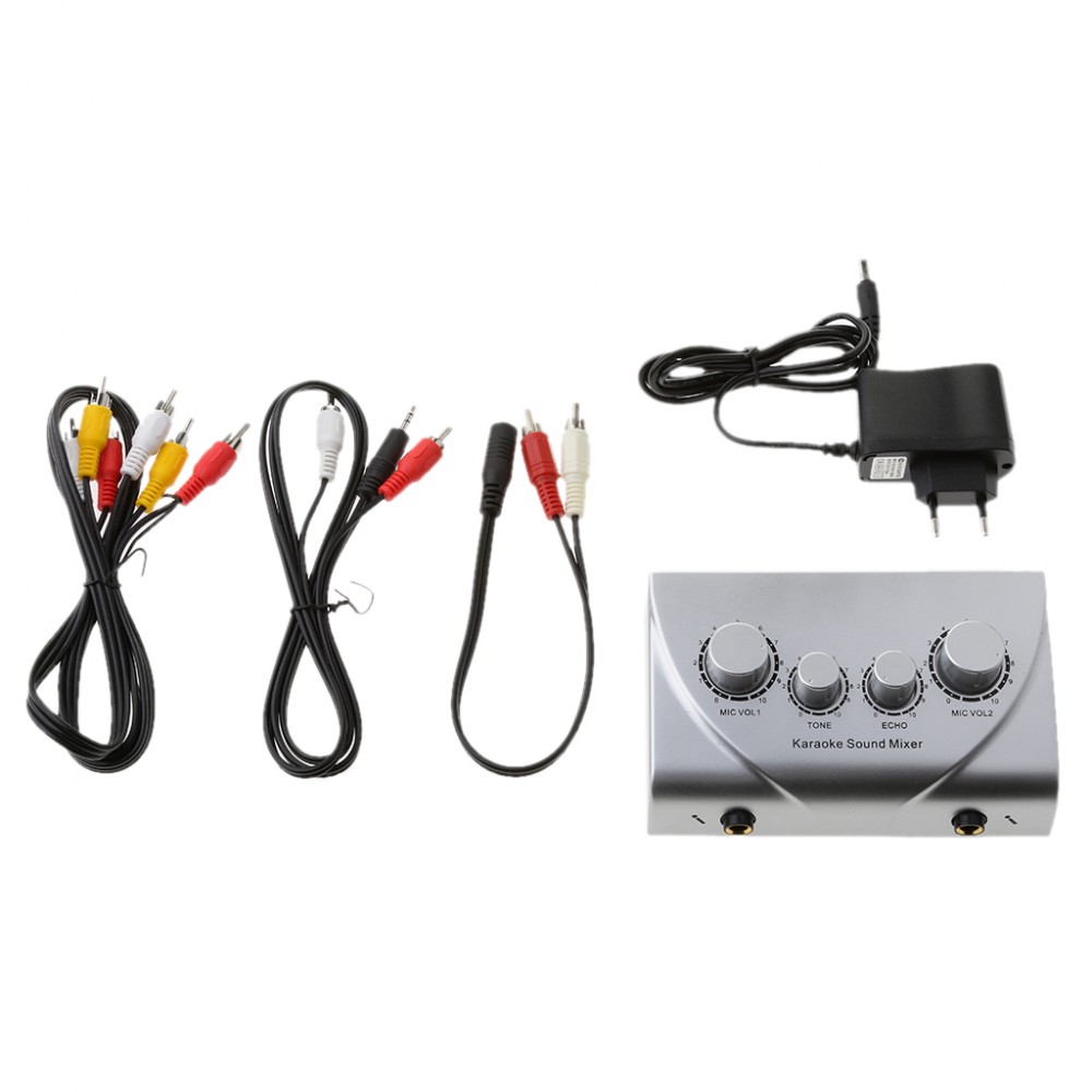 Mini Mixer KARAOKE System Audio Process Stereo Pre-Amplifier Microphone EU