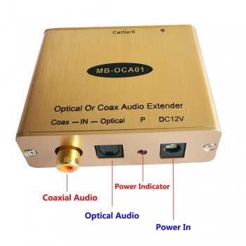 Digital Optical Audio Extender to Cat5 Adapter With No attenuation Cat5 Toslink Audio Extender