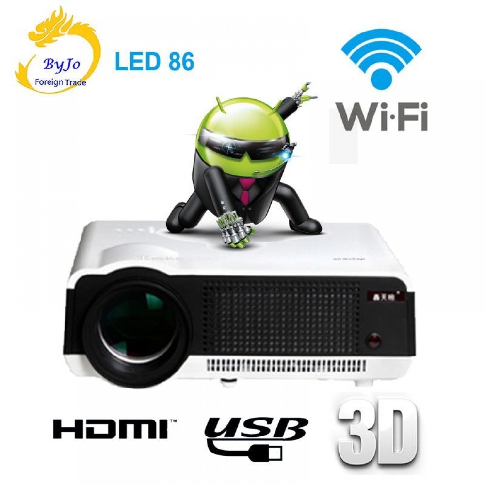 Poner Saund LED86 wifi led projector Android 6.0 HD LED 3D Projector 5500 lumens 1080p HDMI Video Multi screen Home Cinema