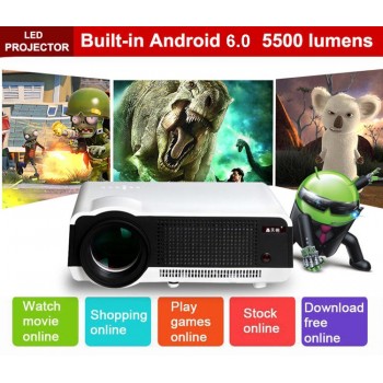 Poner Saund LED86 wifi led projector Android 6.0 HD LED 3D Projector 5500 lumens 1080p HDMI Video Multi screen Home Cinema