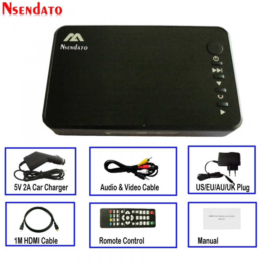 Mini Full HD Media multimedia Player Autoplay USB External HDD SD U Disk Media Player With Car Charger HDMI VGA AV FOR MKV RMVB