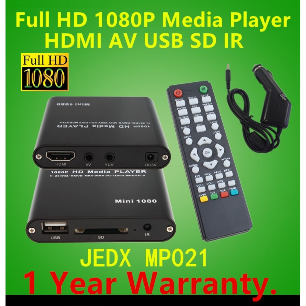Full HD Multi Media Player 1080P TV Video HDMI YPbPr USB AV SDHC MKV AVI RM RMVB WITH Car adapter GIFT free shipping!
