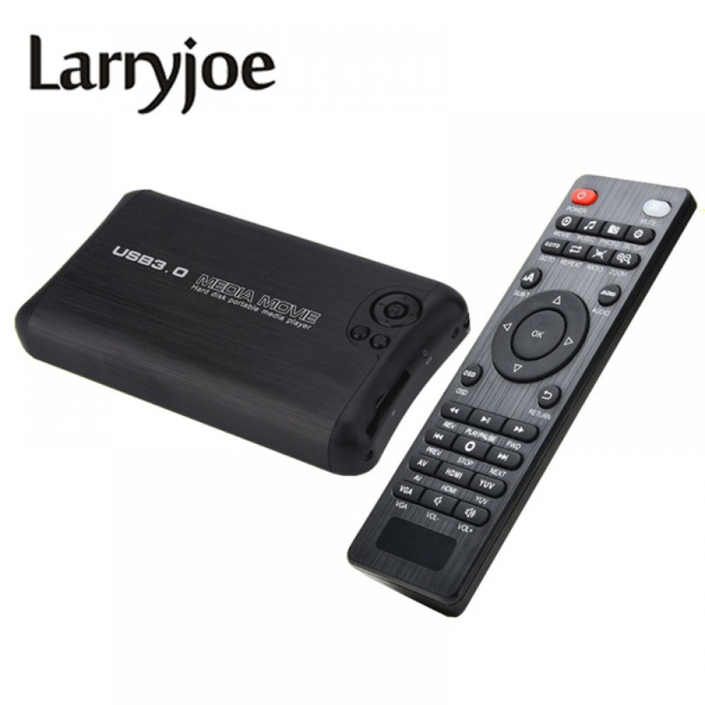 Larryjoe USB3.0 Mini 1000GB 2.5SATA Full HD 1080p MKV 2.5 HDD HDMI Media Player Center USB OTG SD AV TV AVI RMVB RM MP2506R