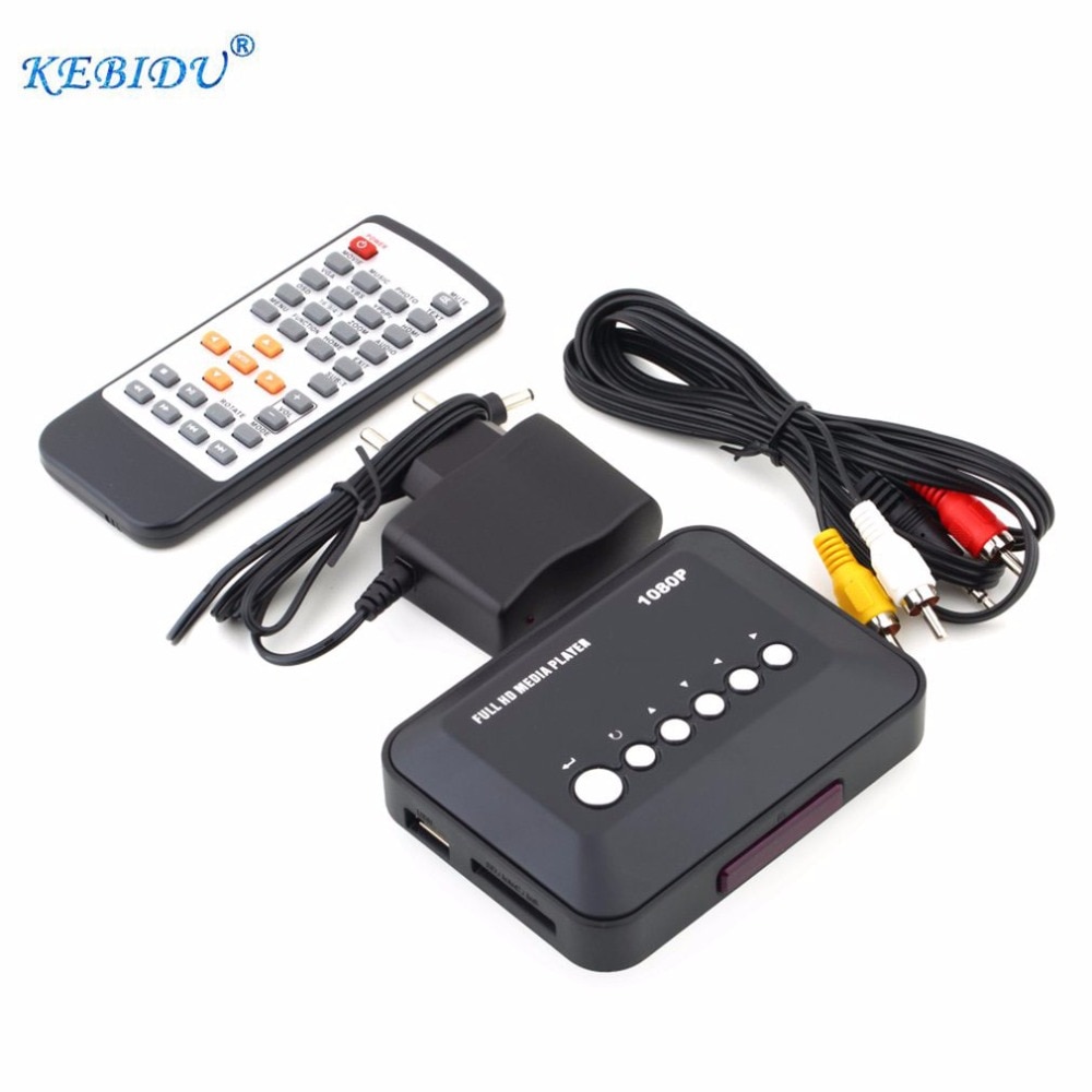 kebidumei USB 2.0 Media player 1080P HD SD/MMC TV Videos SD MMC RMVB MP3 Multi TV USB HDMI Media Player Box with remote control