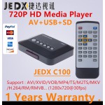 JEDX C100 Multimedia player Mini HD 720P HDD Media Player TV box Support AV output 1280*720p MKV RM SD USB SDHC MMC HDD