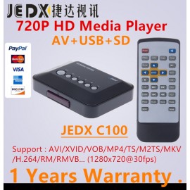 JEDX C100 Multimedia player Mini HD 720P HDD Media Player TV box Support AV output 1280*720p MKV RM SD USB SDHC MMC HDD