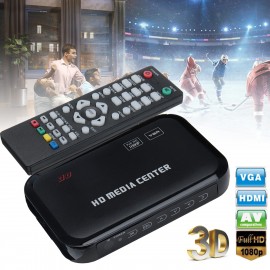 VGA 1080p Full HD HDMI Media Player Wireless Romote Control HDD MKV SD USB TV AVI RM Entertain Digital Videos Images