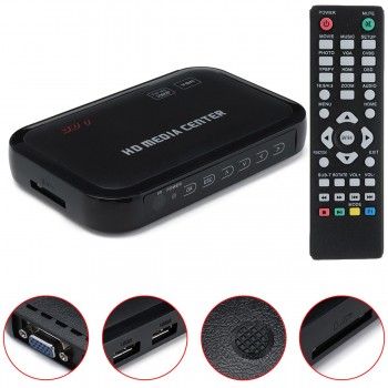 VGA 1080p Full HD HDMI Media Player Wireless Romote Control HDD MKV SD USB TV AVI RM Entertain Digital Videos Images