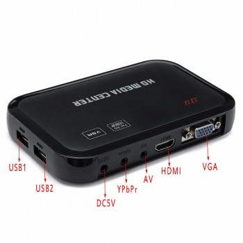 VGA 1080p Full HD HDMI Media Player Wireless Romote Control HDD MKV SD USB TV AVI RM Entertain Digital Videos Images
