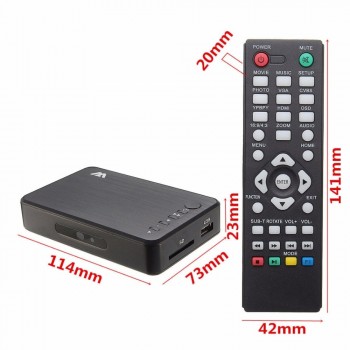 Mini Protable 1080P HDMI Multimedia Player 5V/2A TV BOX 3 Outputs HDMI/VGA/AV USB HOST 2.0 SD Card For HDD Player