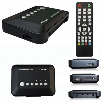 HD 1080P USB Hard Drive Upscaling Multi Media Player MKV AVI RMVB New EU/UK Plug Support SD Memory Card/U Disk AV Cable #40NT14