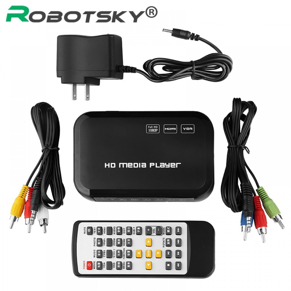 New Digital USB Full HD 1080P HDD Media Player HDMI VGA SD MMC Support DIVX AVI RMVB MP4 H.264 FLV MKV Music Movie