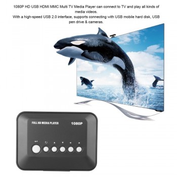 New DC5.6V 1080P HD USB VGA Multi TV Media Videos Player Box TV videos Box MMC RMVB MP3 (EU Plug) USB 2.0 support SATA Disk