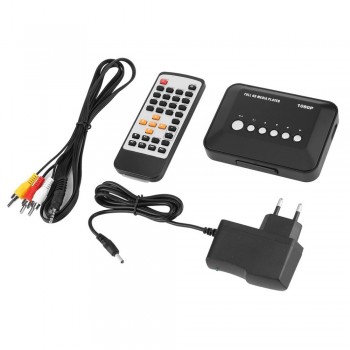 New DC5.6V 1080P HD USB VGA Multi TV Media Videos Player Box TV videos Box MMC RMVB MP3 (EU Plug) USB 2.0 support SATA Disk