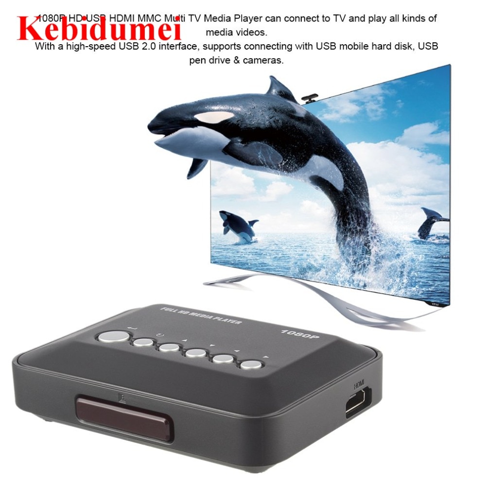 Kebidumei SD/MMC TV Videos DC 5V 2A HD 1080P USB HDMI Media Player Box SD MMC RMVB MP3 Multi TV with IR Remote Controller Newest