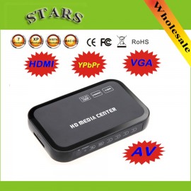 2 pcs 1080P multi HD media video player Center with HDMI VGA AV USB SD/MMC Port with Remote Control YpbPr AV Cable