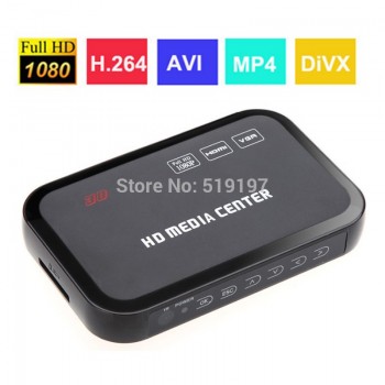 2 pcs 1080P multi HD media video player Center with HDMI VGA AV USB SD/MMC Port with Remote Control YpbPr AV Cable
