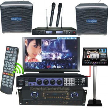 HDMI KTV Karaoke On Demand System 3TB HDD+ LED Touch Screen  Amplifier Mixer Speaker Wireless Mic All in One