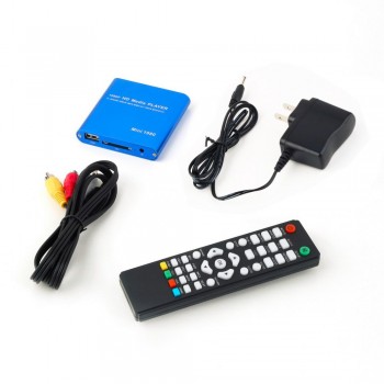 High Quality 1set 1080P Mini Media Player MKV/H.264/RMVB Full HD with HOST Card Reader Silver/ Blue/ Black Free Shipping