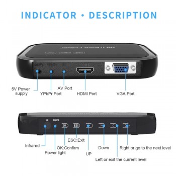 Full HD 1080P Multi-function 3D Media Player With 01 Remote Control HDMI VGA Multiple Modes HD Media Center Wi-Fi Repeater