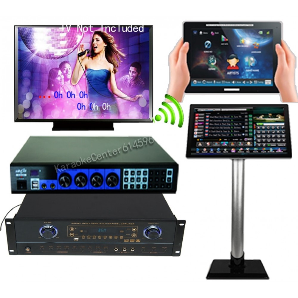 Professional Karaoke Jukebox System with 10 wifi Screen with Songs +19Touch Screen + Recordable Karaoke Mixer Amplifier