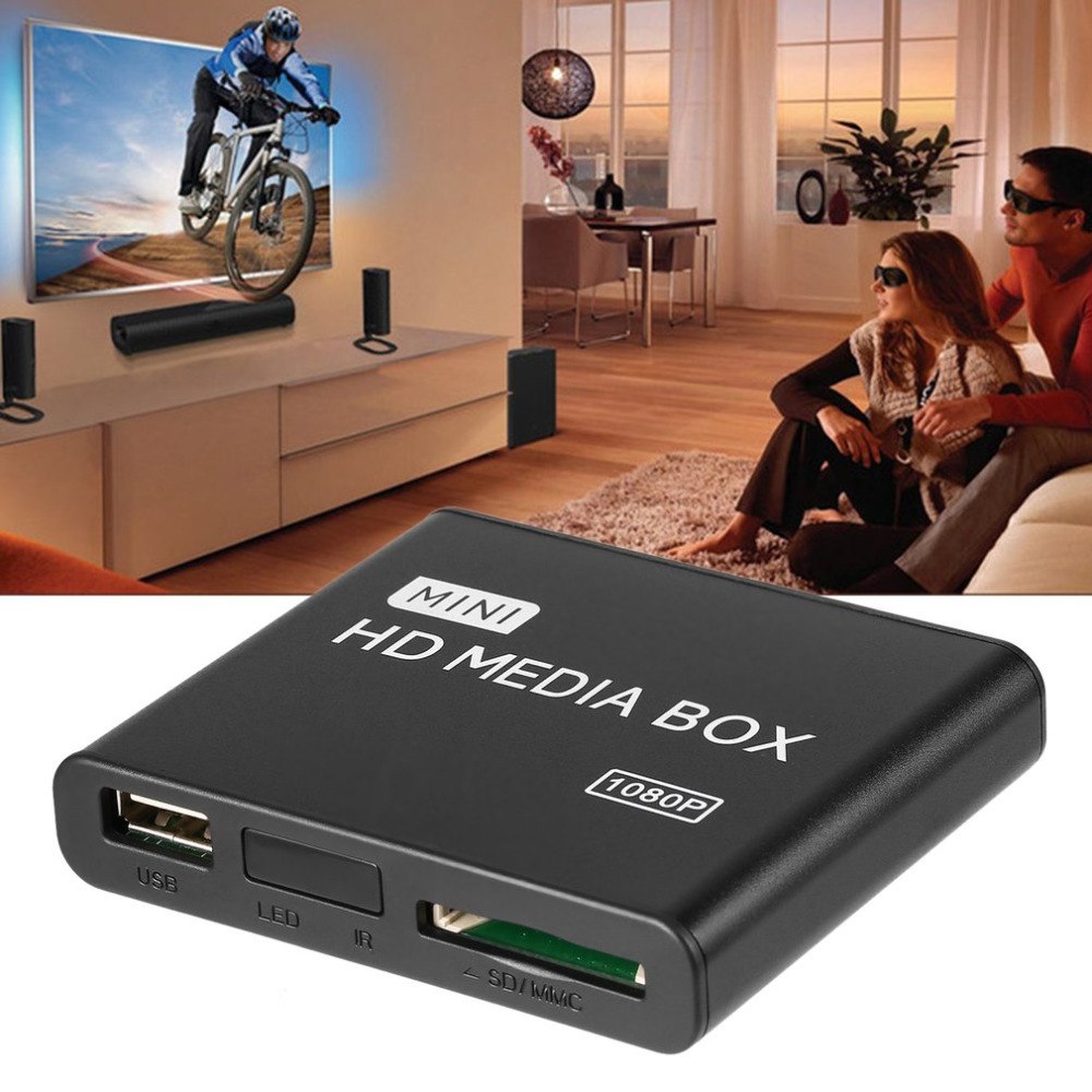 Mini Full 1080p HD Media Player Box MPEG/MKV/H.264 HDMI AV USB + Remote Support MKV / RM-SD / USB / SDHC / MMC EU plug